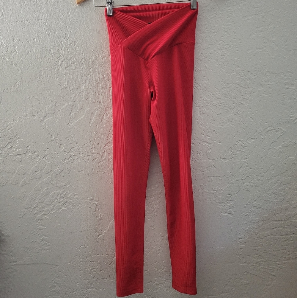 Beach Riot Red Ayla Ribbed Leggings Size XS
